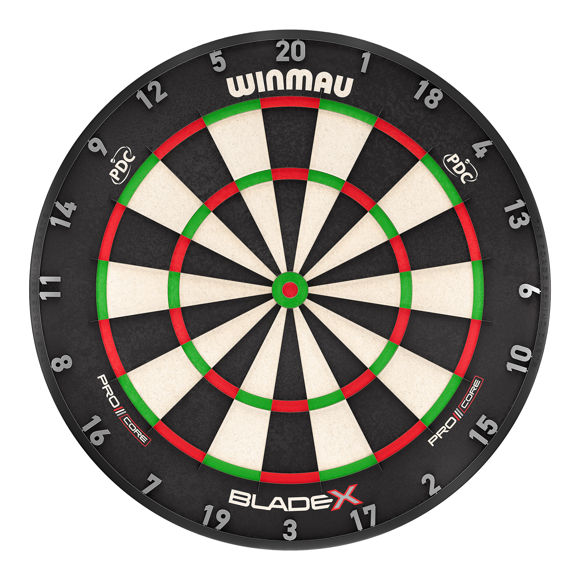 Das Bild zeigt das Produkt Winmau Blade X ProCore Steeldartboard. Es handelt sich um eine hochwertige Steeldartscheibe für professionelle Dartspieler.